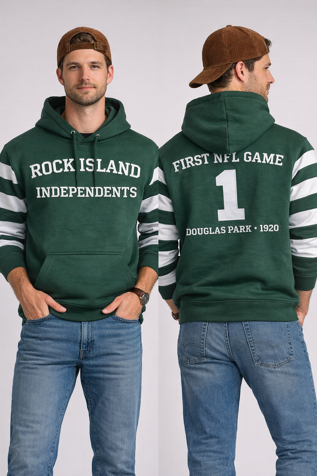 Rock Island Independents iconic striped hoodie